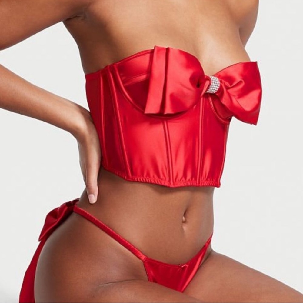 ❤️🔥 very sexy victoria secret bling bow top bustier